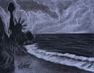 Tekening getiteld "Liberty 007" door Alicia Lopez, Origineel Kunstwerk, Houtskool