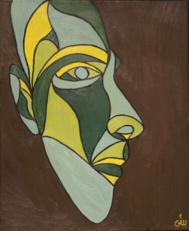 Painting titled "Profil" by Giu, Original Artwork, Oil Mounted on Wood Stretcher frame