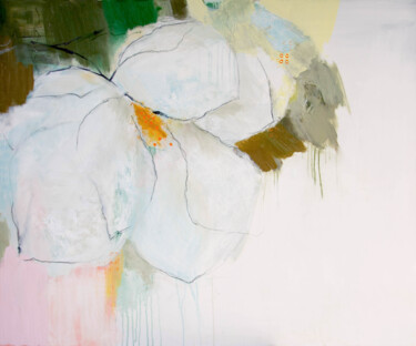 Painting titled "Магнолия" by Anastasiya Nugumanova, Original Artwork, Oil Mounted on Wood Panel