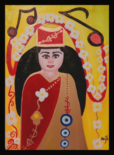 Pittura intitolato "LA GARDIENNE DES MÉ…" da Haïfa Melliti, Opera d'arte originale, Olio
