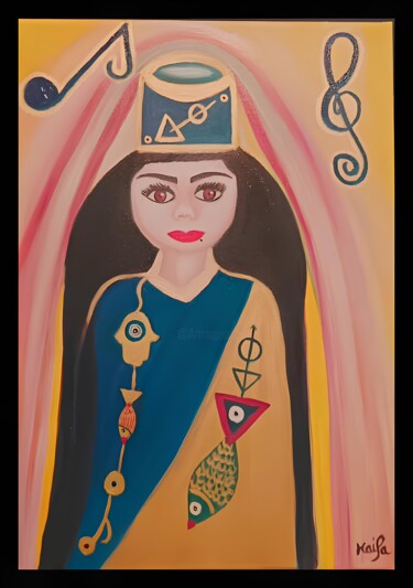 Pittura intitolato "PRÊTRESSE DU SON IN…" da Haïfa Melliti, Opera d'arte originale, Olio