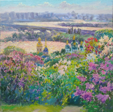 Картина под названием "Morning in the lila…" - Gunchenko, Подлинное произведение искусства, Масло Установлен на Деревянная р…