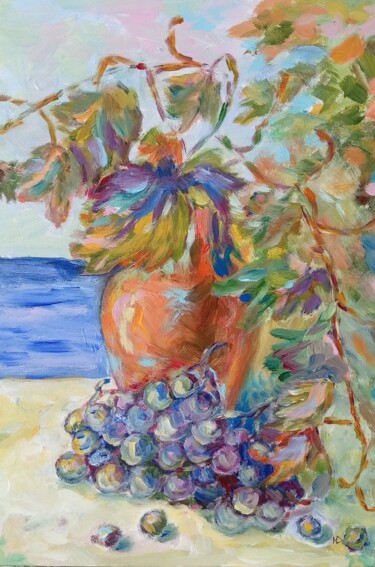Mediterranean Siesta 绘画 标题为“Mediterranean Siesta” 由Dilyara Moldabekova, 原创艺术品, 丙烯 安装在木质担架架上