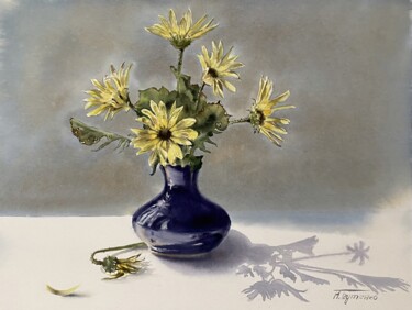 Bouquet of roadside flowers, watercolor paintings