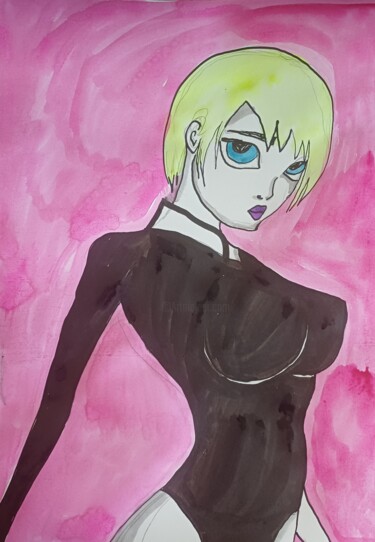 Disegno intitolato "Dark emo" da Ashton Knighting, Opera d'arte originale, Inchiostro