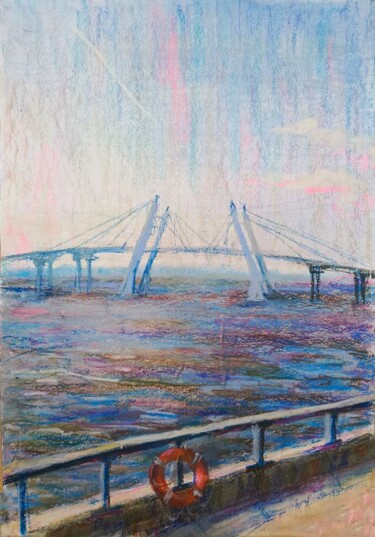 Картина под названием "Seascape, bridge vi…" - Aliona F, Подлинное произведение искусства, Пастель