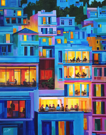 Saturday night Pintura titulada "Saturday night" por Trayko Popov, Obra de arte original, Acrílico Montado en Bastidor de camilla de madera