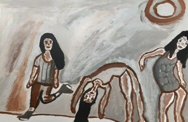 Pittura intitolato "Girls on gym" da Alexandra Corina Irimia, Opera d'arte originale, Acrilico