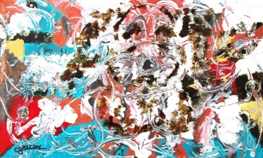 "Puppy 2025" başlıklı Tablo Claude Gascon tarafından, Orijinal sanat, Vitray boyama Ahşap Sedye çerçevesi üzerine monte edil…