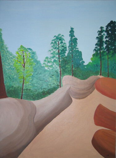 Pittura intitolato "La forêt de Fontain…" da Odile Raoul, Opera d'arte originale, Olio Montato su Telaio per barella in legno