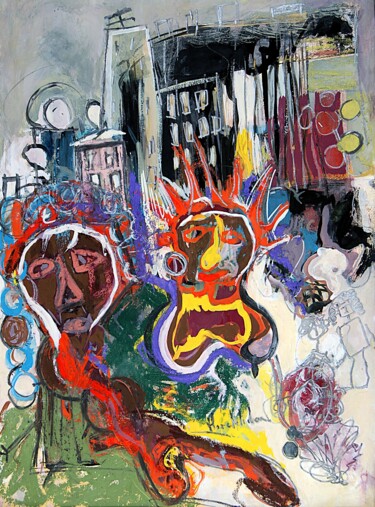 Pintura titulada "Grey Urban 2" por Hervé Marchelidon, Obra de arte original, Gouache Montado en Cartulina