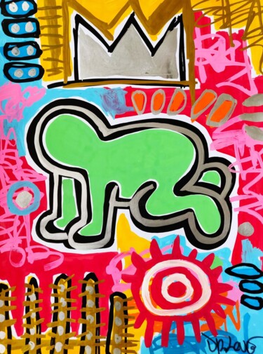 Schilderij getiteld "Green King" door Dr. Love, Origineel Kunstwerk, Acryl