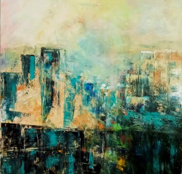 "brume sur New York" başlıklı Tablo Marie Claude Capron tarafından, Orijinal sanat, Akrilik Ahşap Sedye çerçevesi üzerine mo…