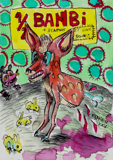 Disegno intitolato "Demi Bambi" da Patrick Jannin, Opera d'arte originale, Inchiostro
