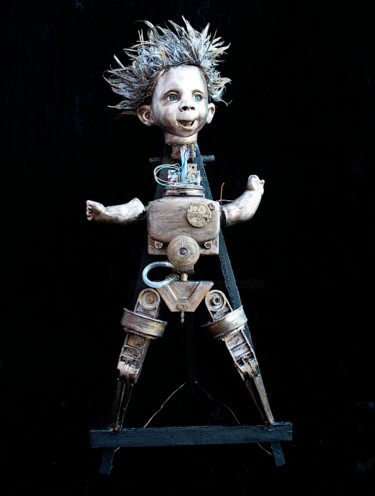 Sculptuur getiteld "L'IArt(r)iste" door Nancy Cardinal, Origineel Kunstwerk, Plastic