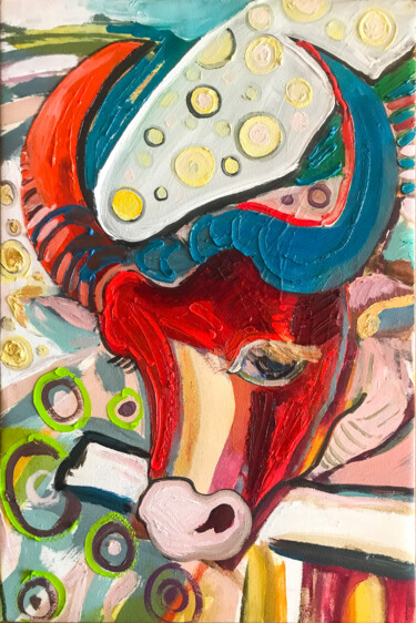 绘画 标题为“Oxcart I” 由Göknil Gümüş Sungurtekin, 原创艺术品, 油 安装在木质担架架上