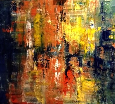 Peinture intitulée "Le visage caché" par Marie Claude Capron, Œuvre d'art originale, Huile Monté sur Châssis en bois