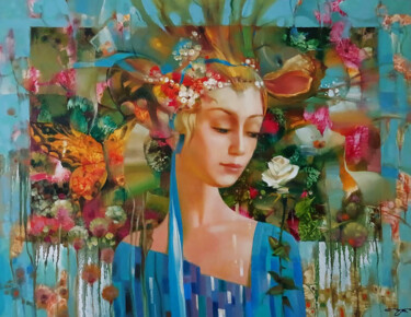 White rose Картина под названием "White rose" - Anatoly Tarabanov, Подлинное произведение искусства, Масло Установлен на Деревянная рам…