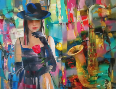 绘画 标题为“Evening Blues” 由Anatoly Tarabanov, 原创艺术品, 油 安装在木质担架架上