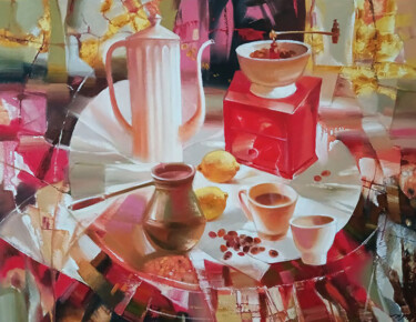 Delicious coffee Картина под названием "Delicious coffee" - Anatoly Tarabanov, Подлинное произведение искусства, Масло Установлен на Деревянн…