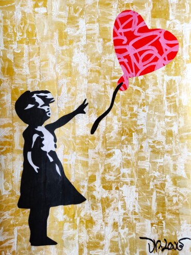 Love and hope ( Tribute to Banksy ) gold 제목이 "Love and hope ( Tri…"인 미술작품 Dr. Love로, 원작, 아크릴