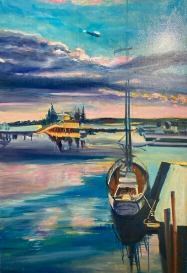 Peinture intitulée "Boothbay Harbor in…" par Michelle Moraczewski, Œuvre d'art originale, Huile Monté sur Châssis en bois