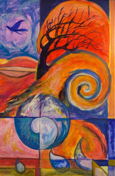 Schilderij getiteld "The Flood, Creation…" door Michelle Moraczewski, Origineel Kunstwerk, Acryl Gemonteerd op Houten paneel