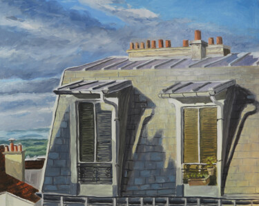 Painting titled "Toits de Paris" by Karine Bartoli, Original Artwork, Oil