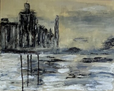 Foggy city Pittura intitolato "Foggy city" da Elena Krikunova, Opera d'arte originale, Acrilico