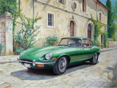 Classic Cars Vintage E-TYPE JAGUAR commission works Painting titled "Classic Cars Vintag…" by James Bagatel, Original Artwork, Oil