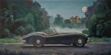 Painting titled "Classic Cars 1950s…" by James Bagatel, Original Artwork, Oil Mounted on Wood Stretcher frame