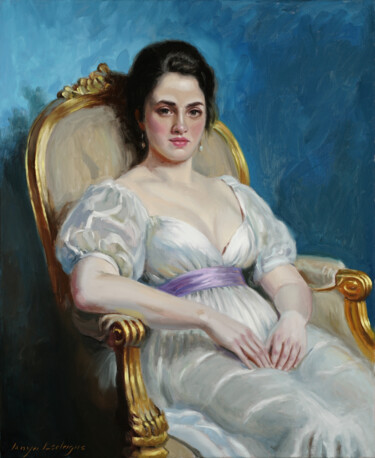 제목이 "THE DUCHESS"인 미술작품 Angel Cayuela로, 원작, 기름 나무 들것 프레임에 장착됨