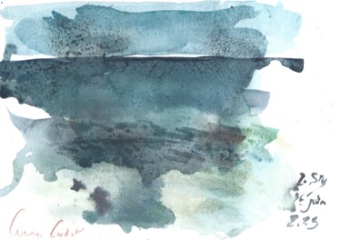 Pintura intitulada "Plage de Sly - Juin…" por Anne Cardot, Obras de arte originais, Aquarela