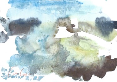 La plage de la baie de Ly - Vers Barfleur - Juin 2025 Malarstwo zatytułowany „La plage de la baie…” autorstwa Anne Cardot, Oryginalna praca, Akwarela