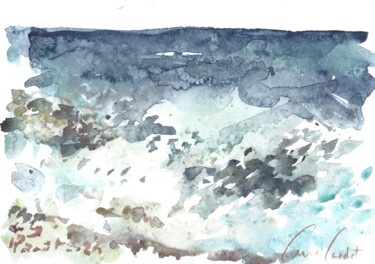 Painting titled "La plage de l'anse…" by Anne Cardot, Original Artwork, Watercolor