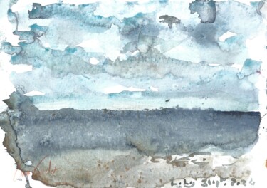 Le ciel au dessus de la mer - Anse du Ly - Août 2024 Pittura intitolato "Le ciel au dessus d…" da Anne Cardot, Opera d'arte originale, Acquarello