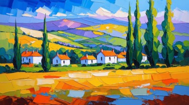 Digitale Kunst getiteld "Toscana Dorata: Qua…" door Luisonart, Origineel Kunstwerk, AI gegenereerde afbeelding