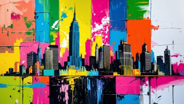 Arte digitale intitolato "New York in Technic…" da Luisonart, Opera d'arte originale, Immagine generata dall'IA
