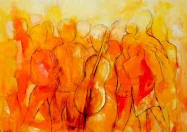 Peinture intitulée ""ENTREZ DANS LA DAN…" par Marie-Paule Lingelser, Œuvre d'art originale, Huile Monté sur Carton