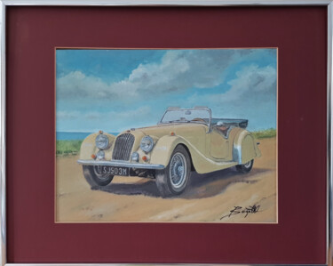 Painting titled "Classic Cars 1960s…" by James Bagatel, Original Artwork, Oil Mounted on Cardboard