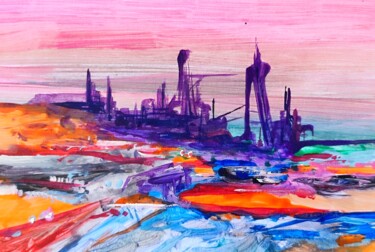 绘画 标题为“The purple docks” 由Milto Sideris, 原创艺术品, 丙烯