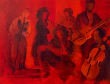 Schilderij getiteld "FÊTE DE LA MUSIQUE" door Marie-Paule Lingelser, Origineel Kunstwerk, Olie Gemonteerd op Frame voor hout…