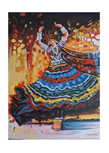 Woman Painting, Rajasthani Lady Painting titled "Woman Painting, Raj…" by Shree Krishnam Arts Manish Vaishnav, Original Artwork, Acrylic