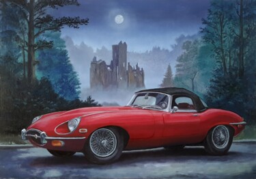 Classic Cars 1969 E-TYPE JAGUAR commission works Painting titled "Classic Cars 1969 E…" by James Bagatel, Original Artwork, Oil Mounted on Other rigid panel