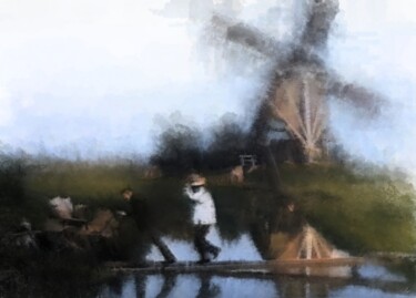 Arte digitale intitolato "Windmill Crossing" da Russell Newell, Opera d'arte originale, Lavoro digitale 2D