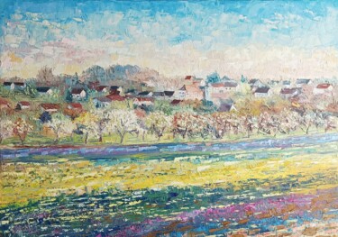 "Vandoncourt à trave…" başlıklı Tablo Claude Rollet tarafından, Orijinal sanat, Petrol Ahşap Sedye çerçevesi üzerine monte e…