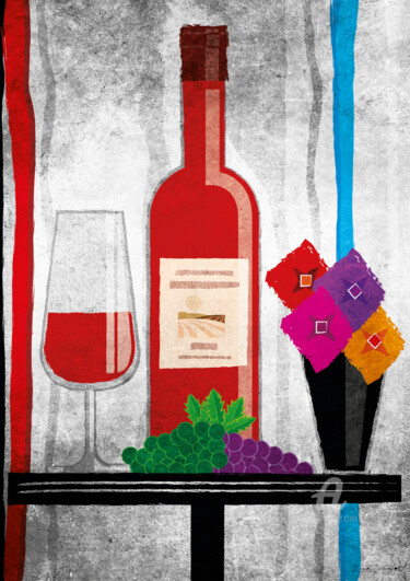 数字艺术 标题为“in vino veritas” 由Cheese, 原创艺术品, 2D数字工作