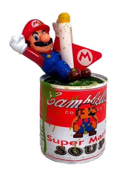 Campbell Soupe Mario Sculpture Originale Pop Art Sculpture titled "Campbell Soupe Mari…" by Pvettese, Original Artwork, Spray paint