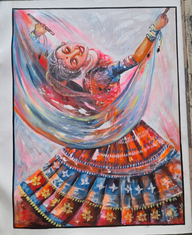 rajasthani lady Dancing painting 绘画 标题为“rajasthani lady Dan…” 由Shree Krishnam Arts Manish Vaishnav, 原创艺术品, 丙烯