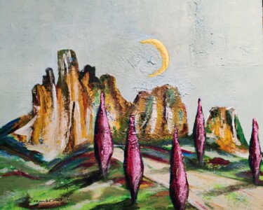 Autour des Dentelles de Montmirail 绘画 标题为“Autour des Dentelle…” 由Marie Therese Combe, 原创艺术品, 丙烯 安装在木质担架架上